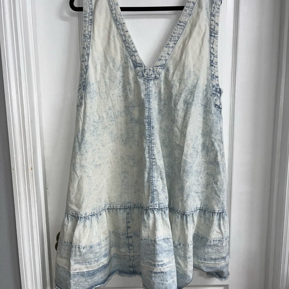 Free People Sky Blue Denim V-Neck Dress - Picture 1 of 7